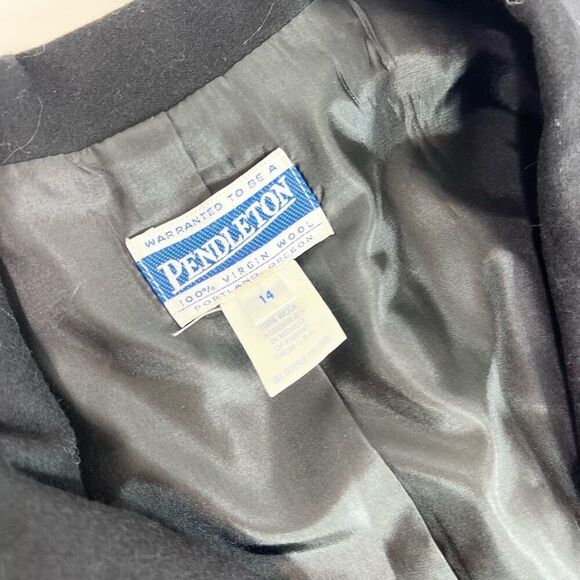 Pendleton Blazer Womens Size 14 Black Wool One Button Collared Single Breasted - Picture 4 of 8